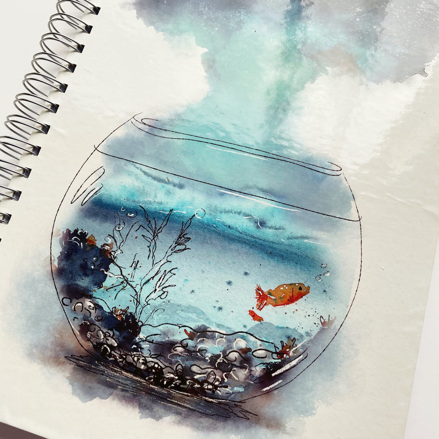 A5 Notebooks - Hard Cover Spiral Notebook - Fishbowl Galaxy (end of range)